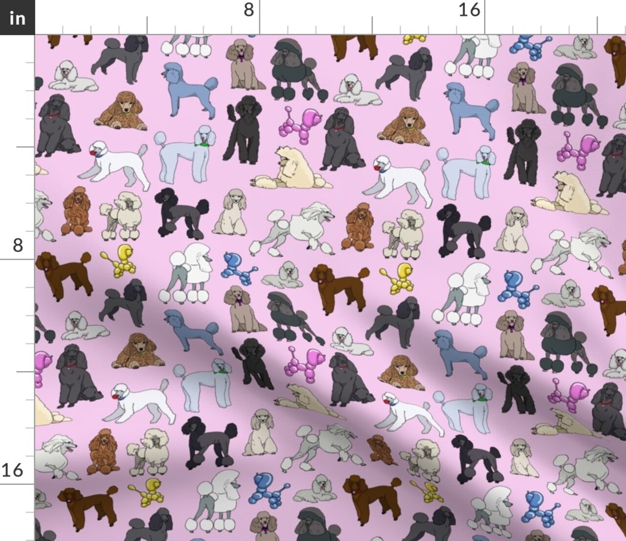 Poodles Pink Toy Fancy Dog Pet Puppy Poodle Dogs Custom Printed Fabric by Spoonflower Various Fabrics by the Yard or Fat Quarter